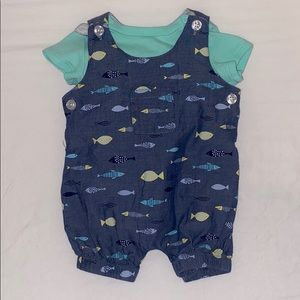 Baby boy fish overalls with onesie